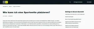 Deutsche DAZN Bet Hilfeseite mit Erklärung zur Auswahl im Wettschein.